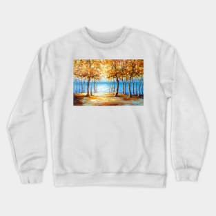 Autumn dawn on the bank of the river Crewneck Sweatshirt